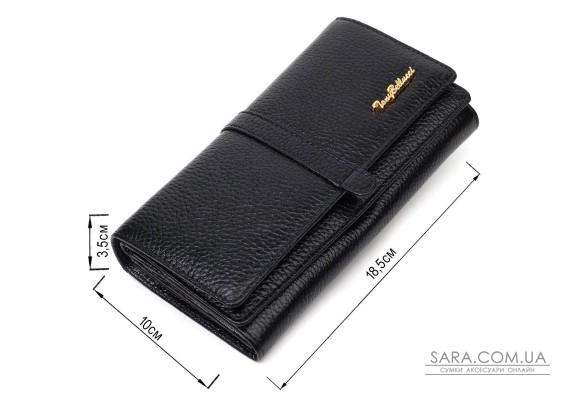 Класичний жіночий гаманець з великою кількістю відділень із натуральної шкіри Tony Bellucci 21961 Чорний