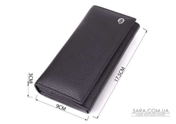 Женский вертикальный кошелек из натуральной кожи ST Leather 23084 Черный