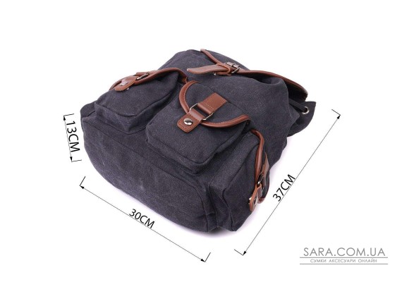 Текстильный рюкзак что закрывается клапаном на магнит Vintage 22151 Черный