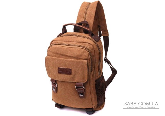 Удобный текстильный рюкзак с уплотненной спинкой и отделением для планшета Vintage 22167 Коричневый