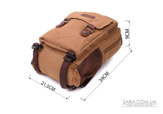 Удобный текстильный рюкзак с уплотненной спинкой и отделением для планшета Vintage 22167 Коричневый