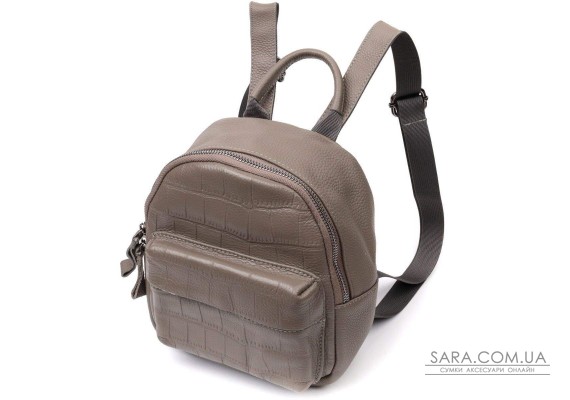 Женский компактный стильный рюкзак из натуральной кожи Vintage 22435 Серый