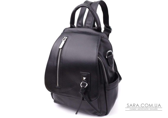 Классический женский рюкзак из натуральной кожи Vintage 23061 Черный