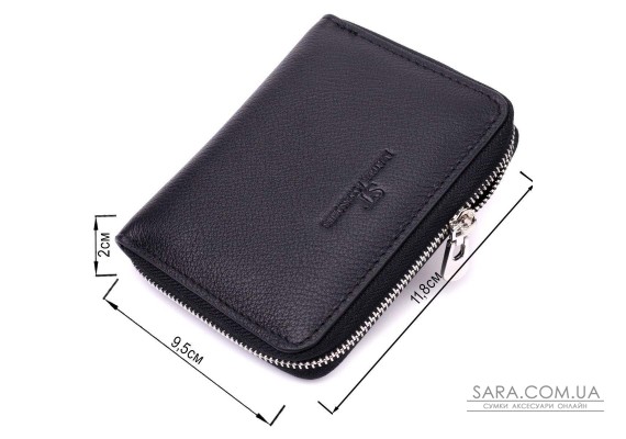 Шкіряний гаманець для жінок на блискавці з тисненим логотипом ST Leather 19489 Чорний