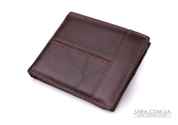 Горизонтальний стильний гаманець з натуральної шкіри Vintage 22888 Коричневий