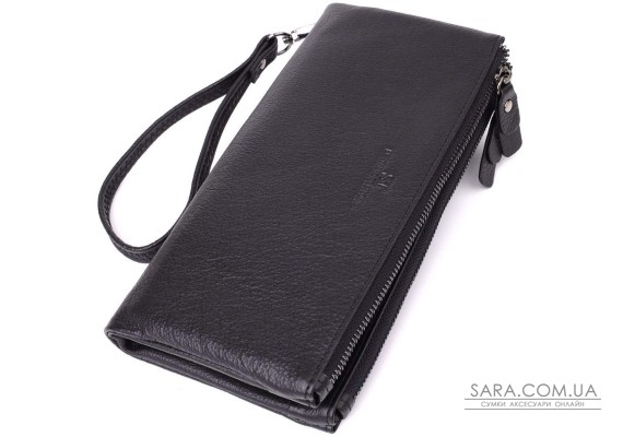 Практичний шкіряний гаманець на три відділення ST Leather 23111 Чорний
