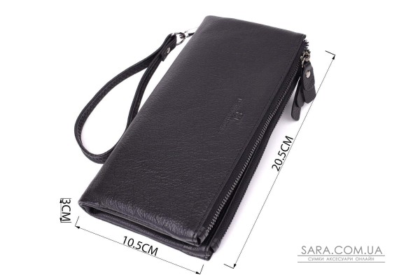 Практичний шкіряний гаманець на три відділення ST Leather 23111 Чорний