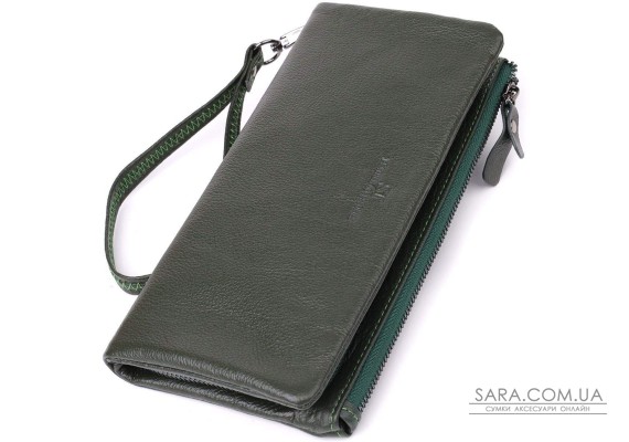Зручний гаманець для жінок з ременем з натуральної шкіри ST Leather 23104 Зелений