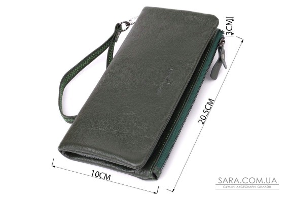 Зручний гаманець для жінок з ременем з натуральної шкіри ST Leather 23104 Зелений