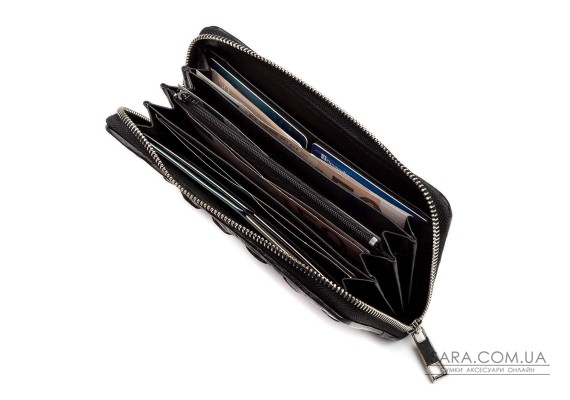 Гаманець-клатч CROCODILE LEATHER 18012 з натуральної шкіри крокодила Чорний