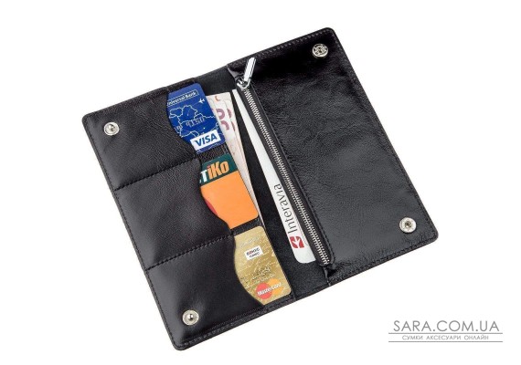 Гаманець чоловічий вертикальний зі шкіри Алькор SHVIGEL 16195 Чорний