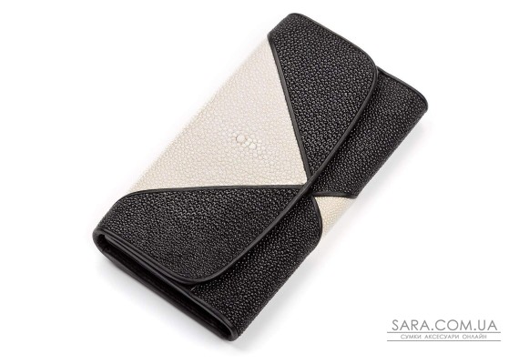 Гаманець жіночий STINGRAY LEATHER 18103 з натуральної шкіри морського ската Чорний