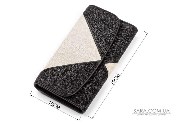 Гаманець жіночий STINGRAY LEATHER 18103 з натуральної шкіри морського ската Чорний