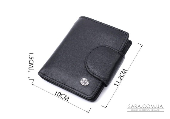 Практичный кошелек для женщин с карманом для монет из натуральной кожи ST Leather 22725 Черный