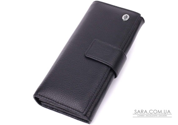Надійний жіночий гаманець з натуральної шкіри ST Leather 22548 Чорний