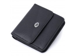 Компактний жіночий гаманець з кишенею для монет із натуральної шкіри ST Leather 22690 Чорний