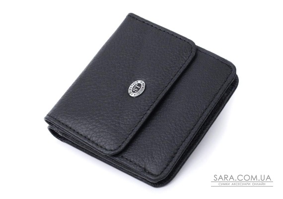 Компактний жіночий гаманець з кишенею для монет із натуральної шкіри ST Leather 22690 Чорний
