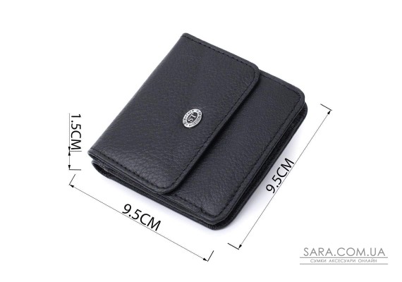Компактний жіночий гаманець з кишенею для монет із натуральної шкіри ST Leather 22690 Чорний