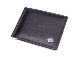 Чоловічий гаманець із металевим затискачем з натуральної шкіри ST Leather 23092 Чорний