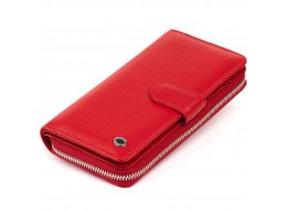 Вертикальний місткий гаманець зі шкіри жіночий ST Leather 19306 Червоний