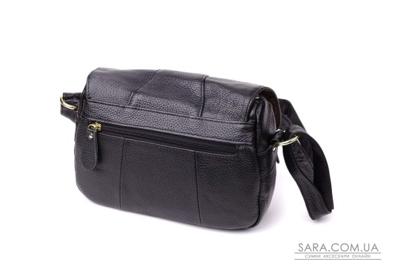 Сумка з натуральної шкіри для стильних жінок Vintage 22972 Чорний