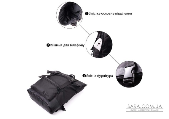 Рюкзак для ноутбука из вставками эко-кожи FABRA 22582 Черный