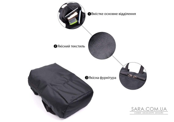 Городской стильный рюкзак из качественного полиэстера FABRA 22584 Черный