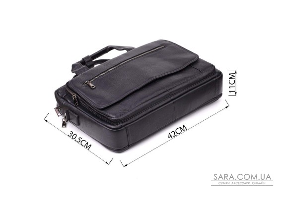 Місткий портфель для чоловіків з натуральної шкіри Vintage 23043 Чорний