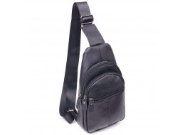Сучасна чоловіча сумка через плече з натуральної шкіри 21307 Vintage Чорна