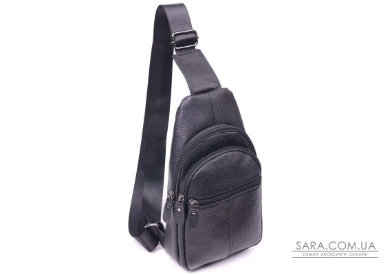 Современная мужская сумка через плечо из натуральной кожи 21307 Vintage Черная