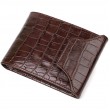 Фактурный мужской бумажник из натуральной кожи с тиснением под крокодила с интересной застежкой BOND 21990 Коричневый