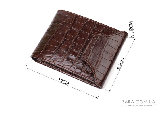 Фактурный мужской бумажник из натуральной кожи с тиснением под крокодила с интересной застежкой BOND 21990 Коричневый