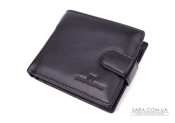 Бумажник для мужчин удобного размера из натуральной кожи ST Leather 22463 Черный