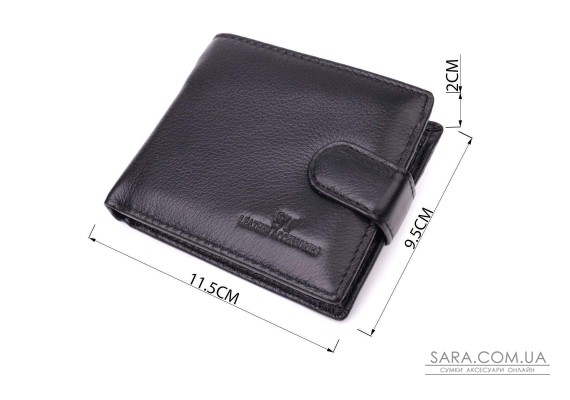 Бумажник для мужчин удобного размера из натуральной кожи ST Leather 22463 Черный
