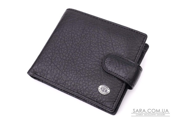 Мужской бумажник удобного размера из натуральной кожи ST Leather 22471 Черный