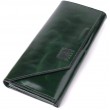 Добротний гаманець у два складення з натуральної гладкої шкіри GRANDE PELLE 22945 Зелений