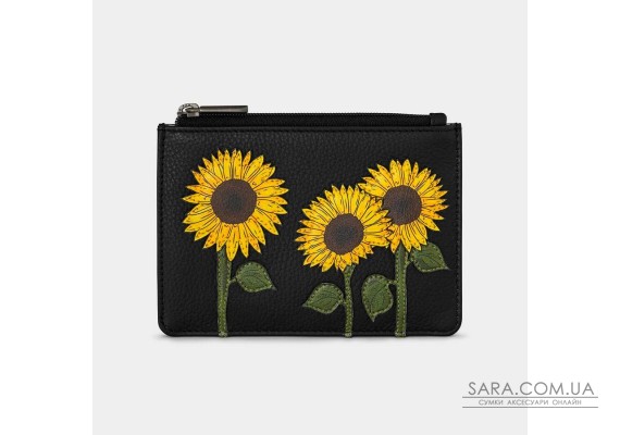 Женский кожаный кошелек Yoshi Y1321 Sunflowers (Black)