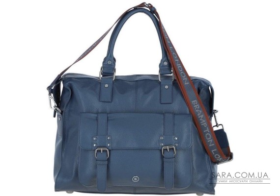 Шкіряна дорожня сумка Brampton London Weekender Navy (Синій)