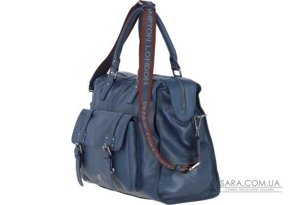 Шкіряна дорожня сумка Brampton London Weekender Navy (Синій)