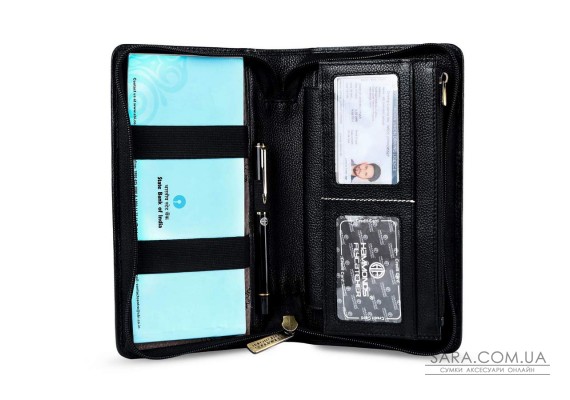 Дорожный кожаный портмоне Hammonds Flycatcher PH601 Black (Черный)