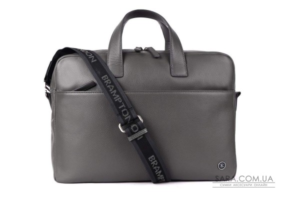 Шкіряна сумка для ноутбука 15,6 Brampton London Commandeer Grey (Сірий)