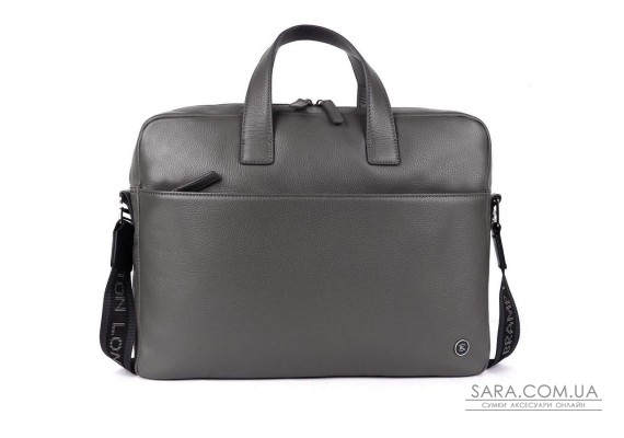 Шкіряна сумка для ноутбука 15,6 Brampton London Commandeer Grey (Сірий)