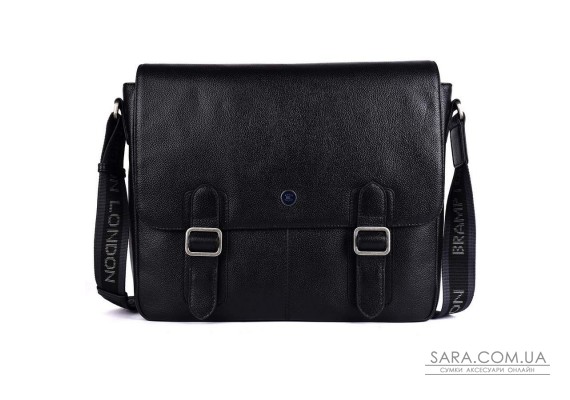 Кожаная сумка мессенджер для ноутбука 14 Brampton London Emissary Black (Черный)
