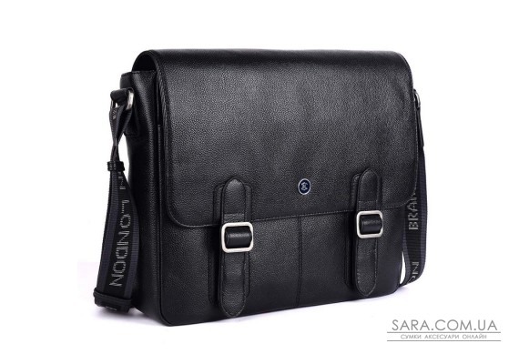 Кожаная сумка мессенджер для ноутбука 14 Brampton London Emissary Black (Черный)