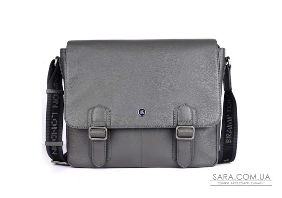 Кожаная сумка мессенджер для ноутбука 14 Brampton London Emissary Grey (Серый)