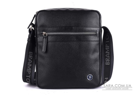 Мужская кожаная сумка через плечо Brampton London Crossflow Black (Черный)