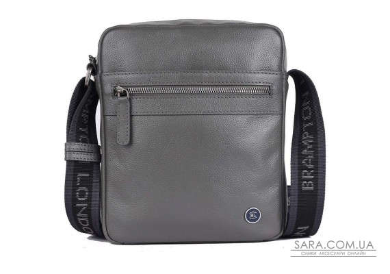 Мужская кожаная сумка через плечо Brampton London Crossflow Grey (Серый)