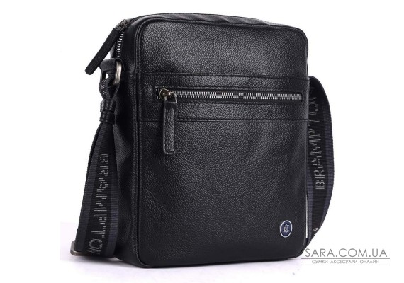 Мужская кожаная сумка через плечо Brampton London Crossflow Black (Черный)