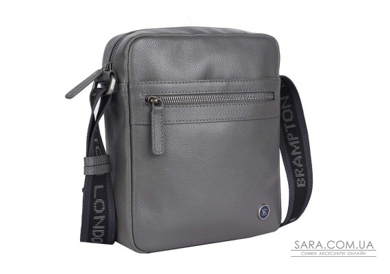 Мужская кожаная сумка через плечо Brampton London Crossflow Grey (Серый)