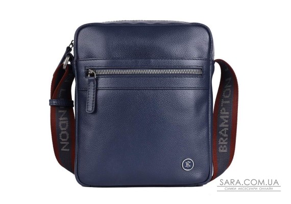 Мужская кожаная сумка через плечо Brampton London Crossflow Navy (Синий)
